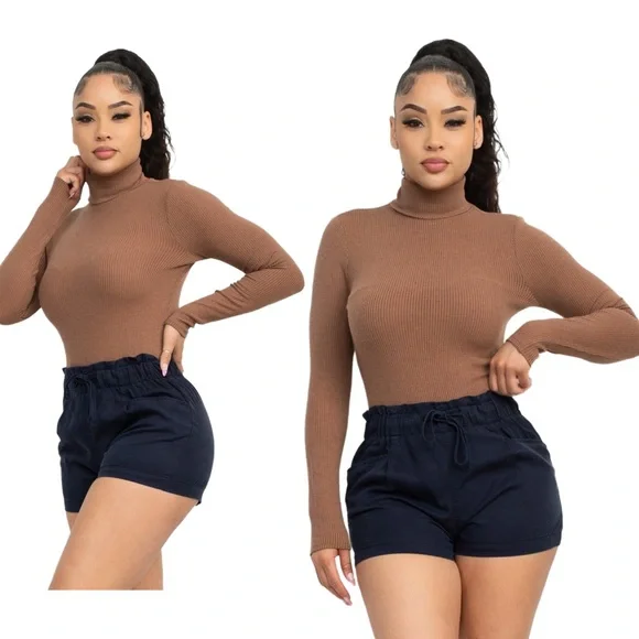 Elegant Brown Ribbed Bodysuit - Picture 5 of 9